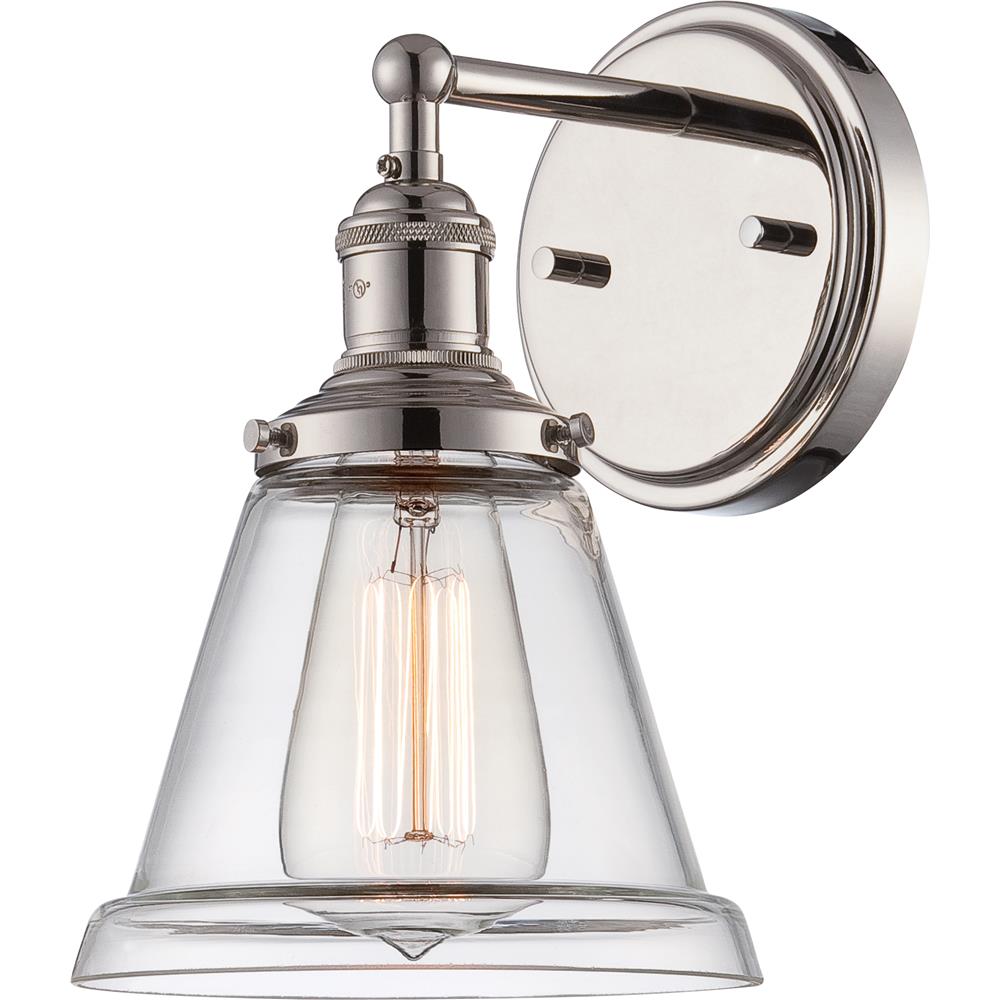 Nuvo Lighting 60/5412  Vintage - 1 Light Sconce with Clear Glass - Vintage Lamp Included in Polished Nickel Finish